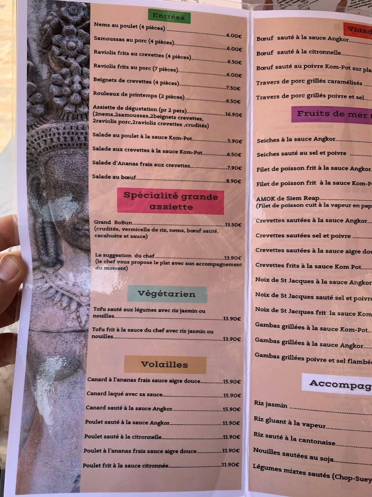 Menu de Angkor
