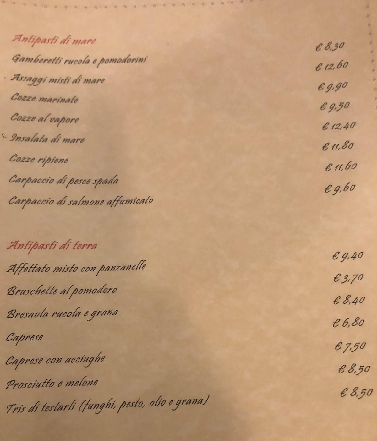 Menu di L'Angolo Nascosto 