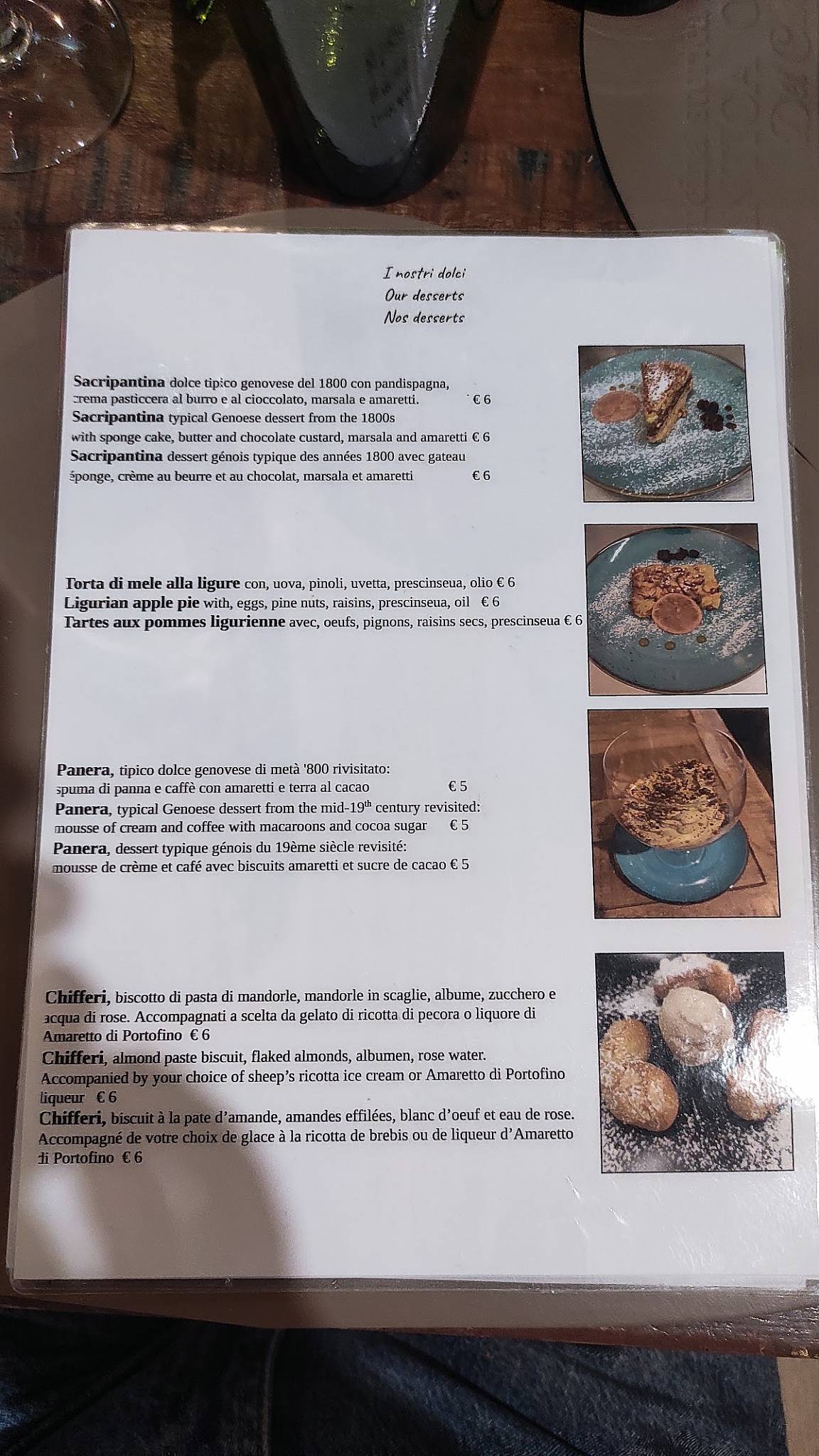Menu di Antica Osteria Dei Camalli 