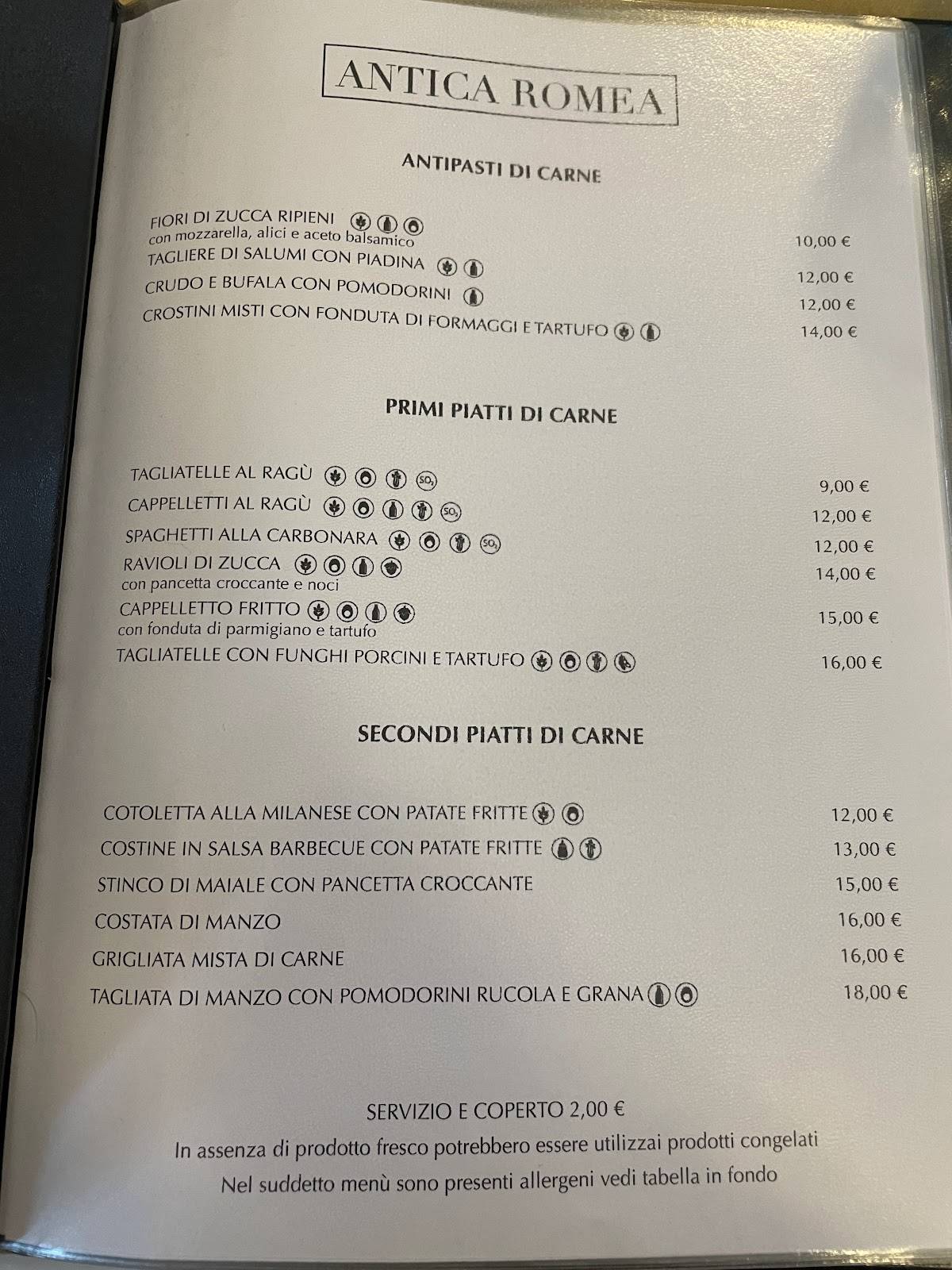 Menu di Antica Romea 