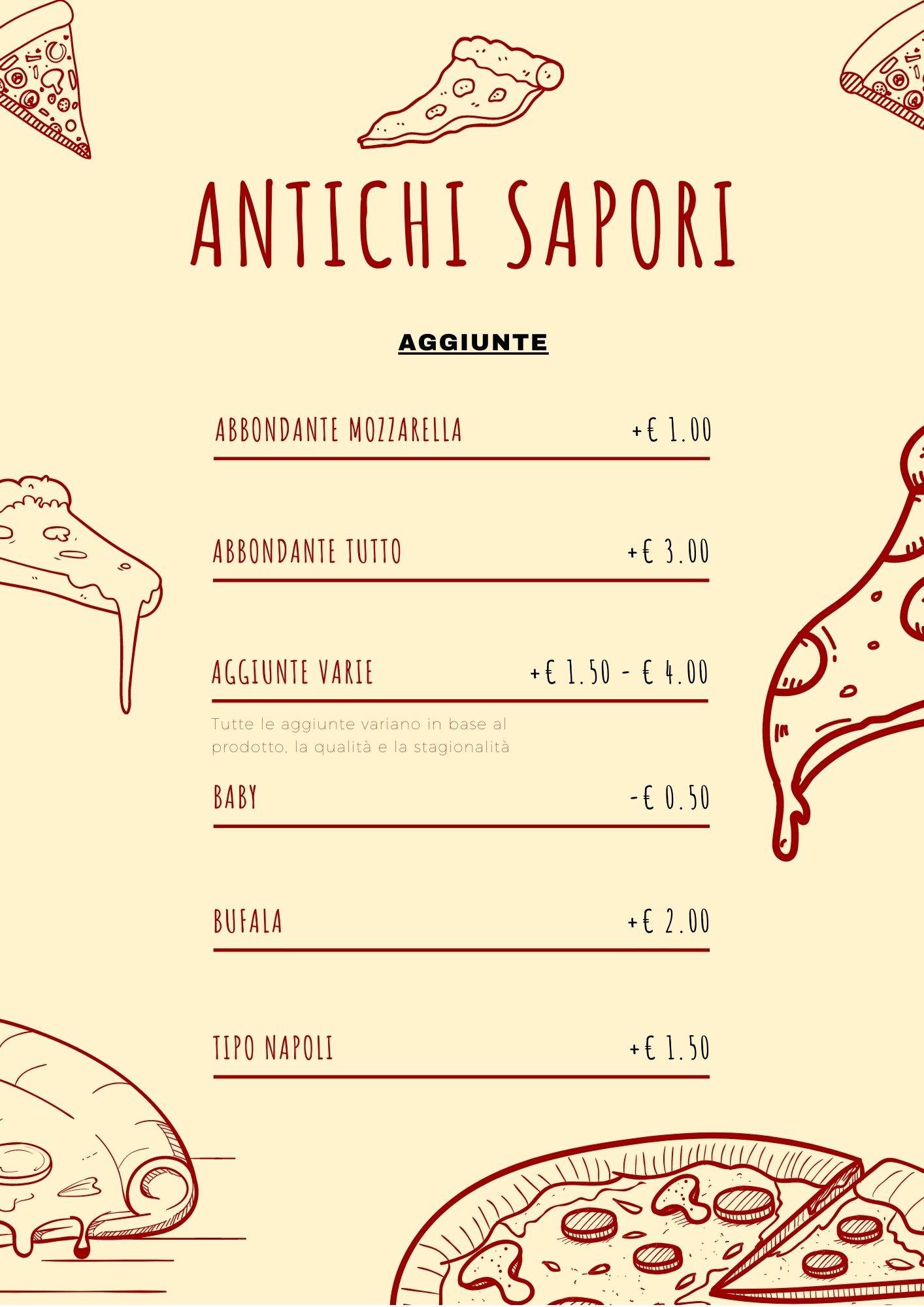 Menu di Antichi sapori trattoria pizzeria 