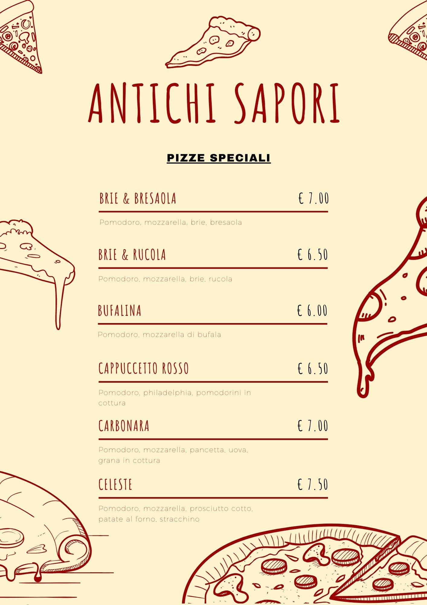 Menu di Antichi sapori trattoria pizzeria 