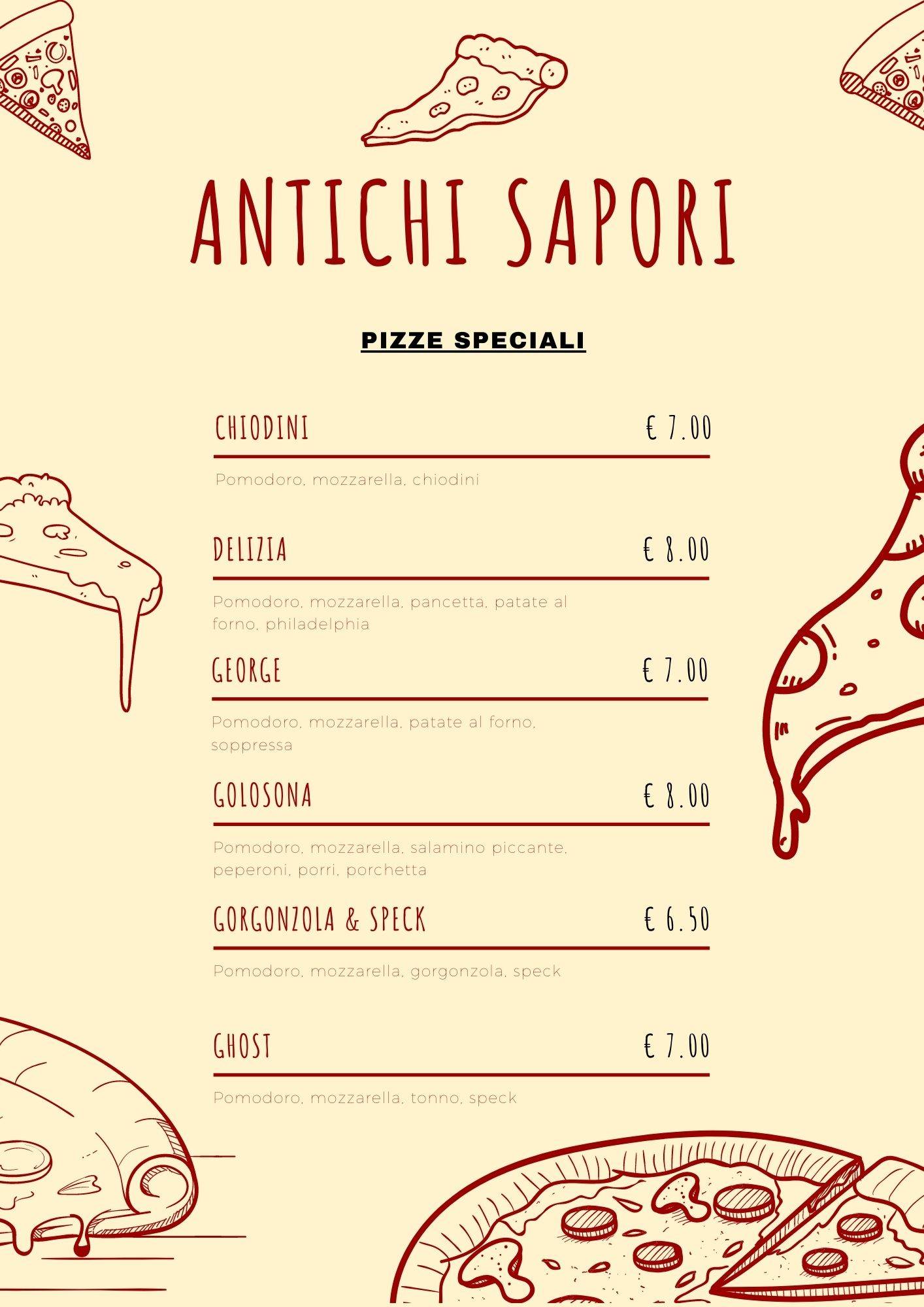 Menu di Antichi sapori trattoria pizzeria 
