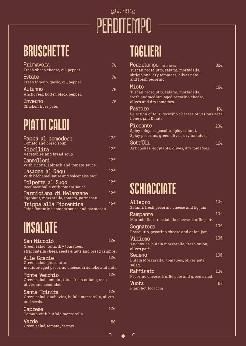 Menu di Antico Ristoro Perditempo 