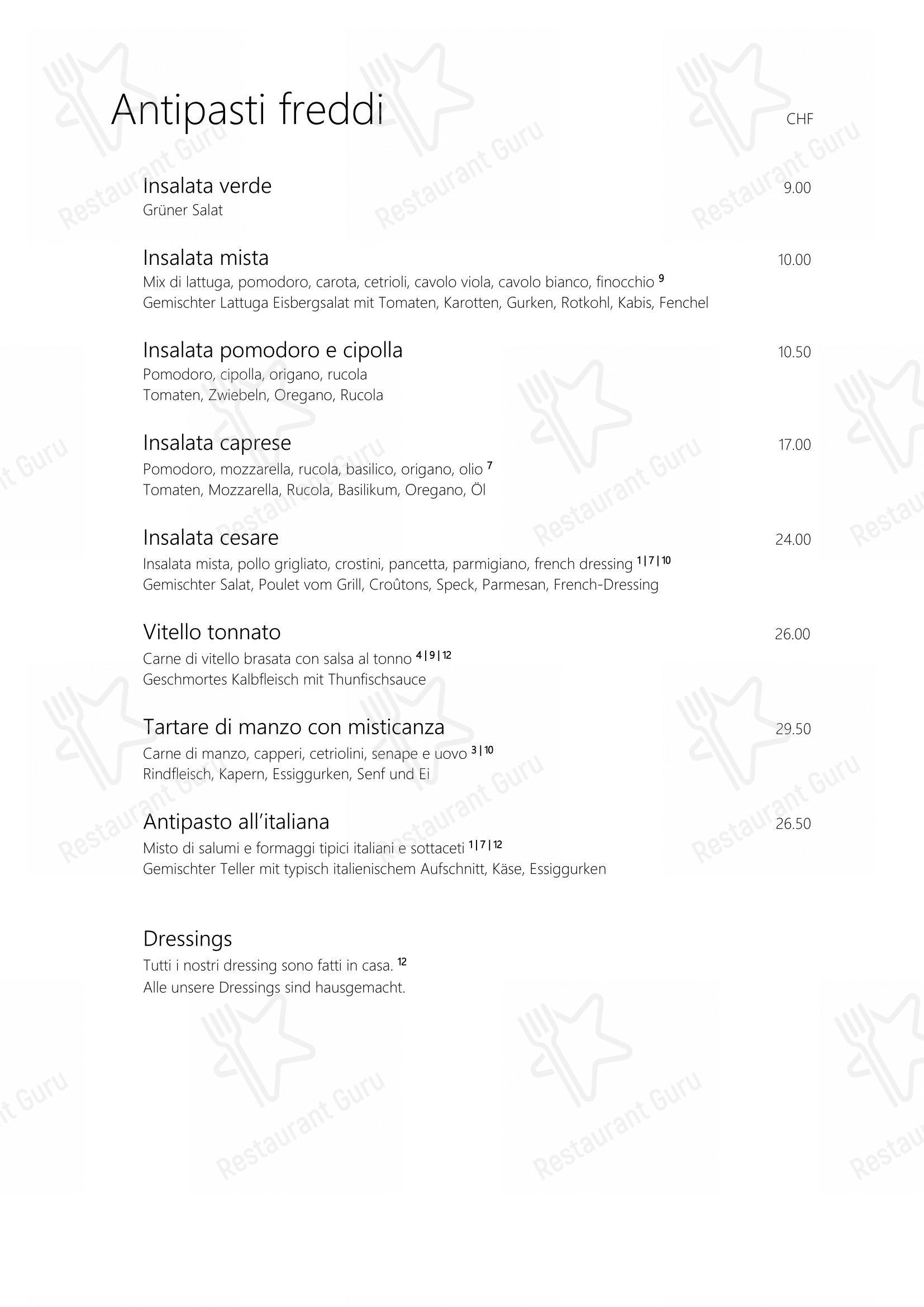 Ristorante pizzeria la vita è bella in Scuol - Menu