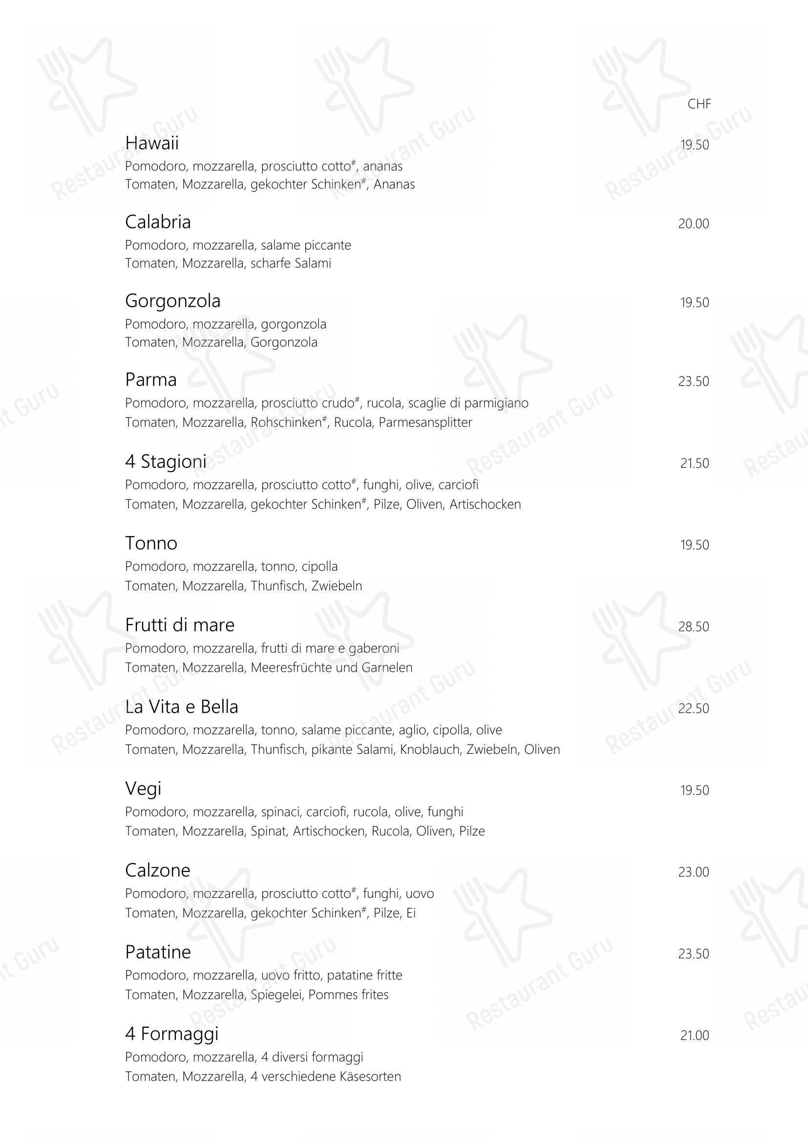 Menu di Ristorante pizzeria la vita è bella - Menu