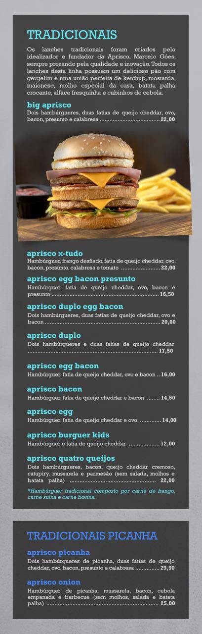 Aprisco Lanches cardápio