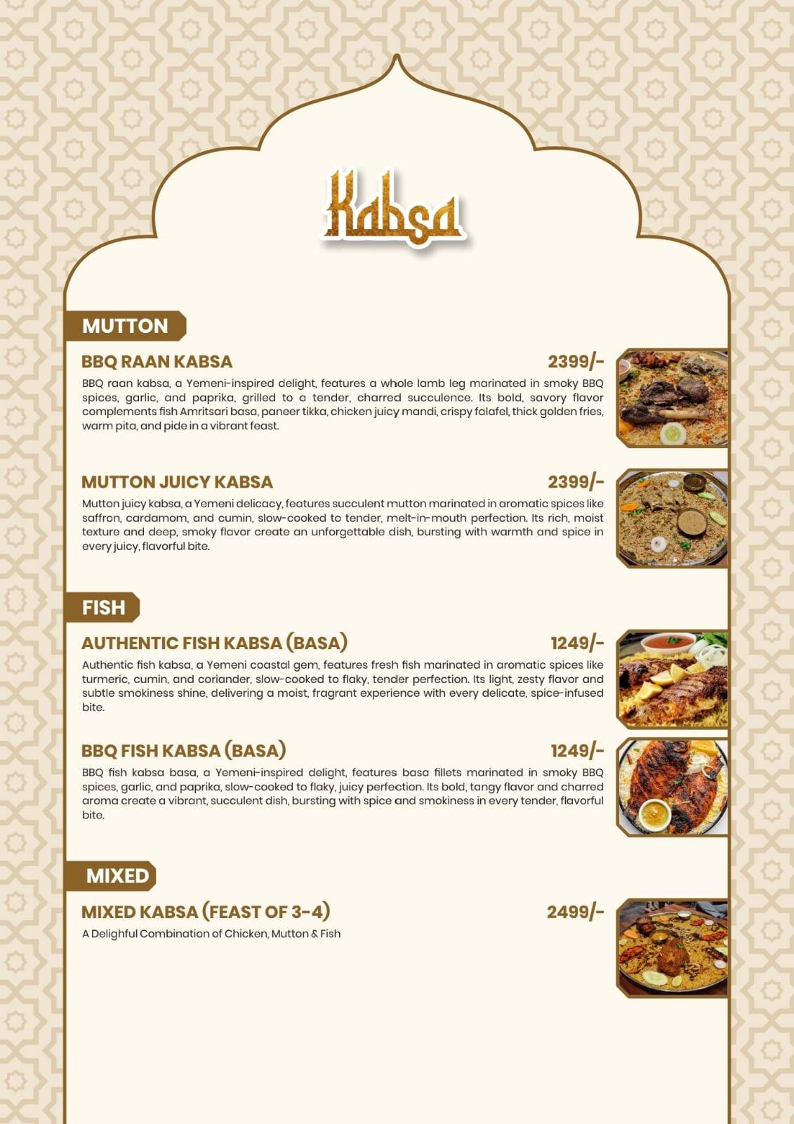Arabesca lucknow menu