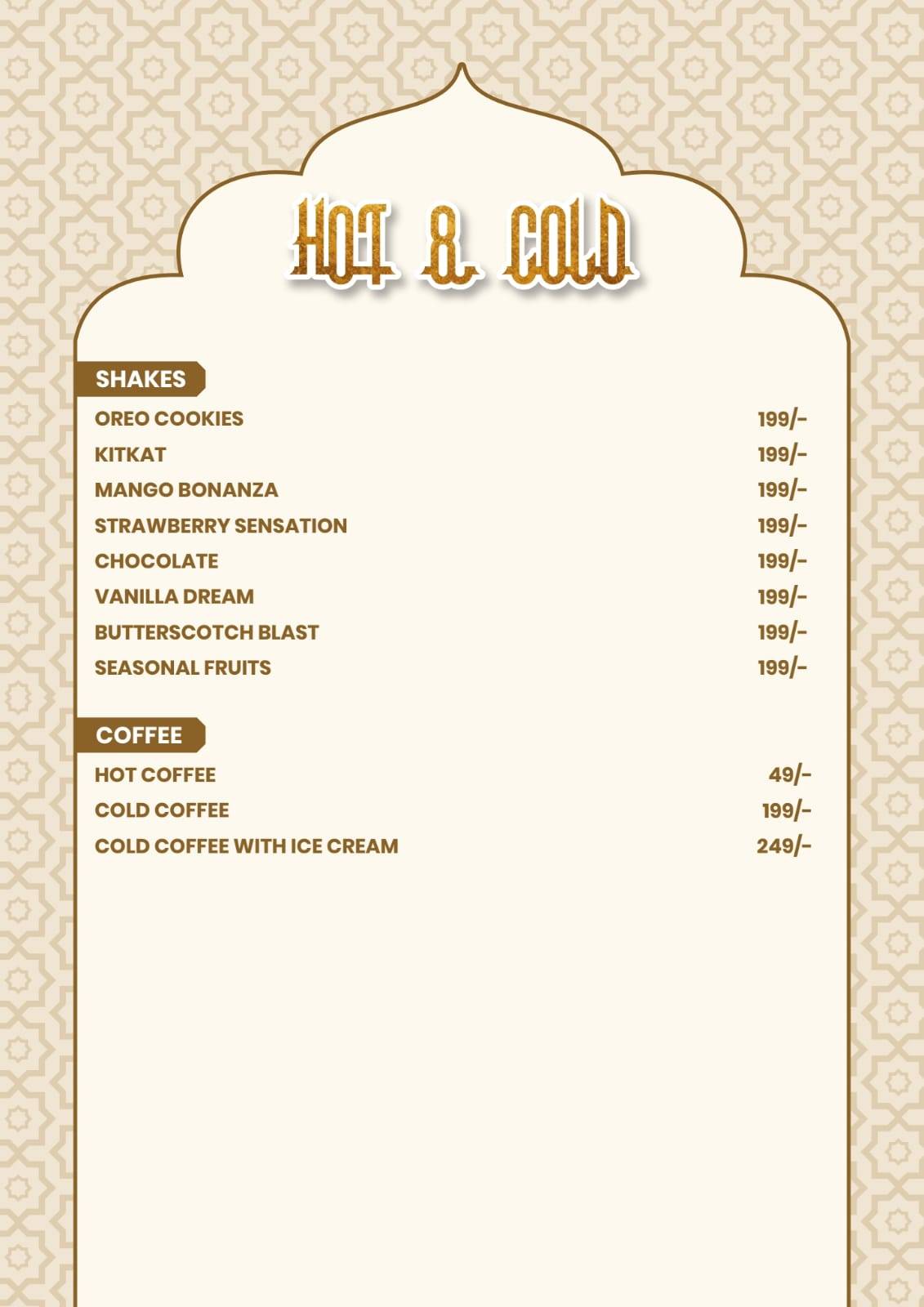 Arabesca lucknow menu