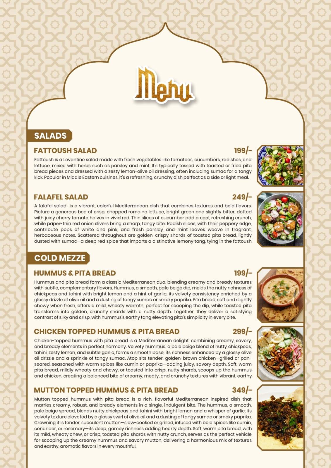 Arabesca lucknow menu