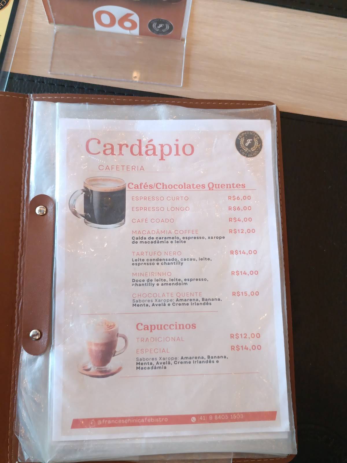 Franceschini Café Bistrô cardápio