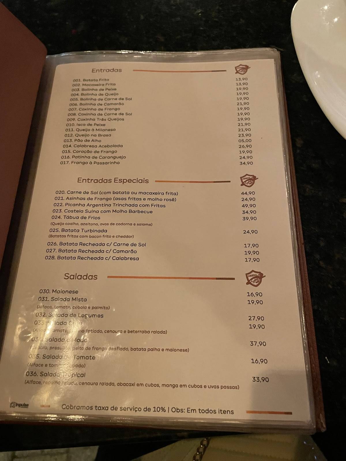 Arena Grill Cearazinho cardápio