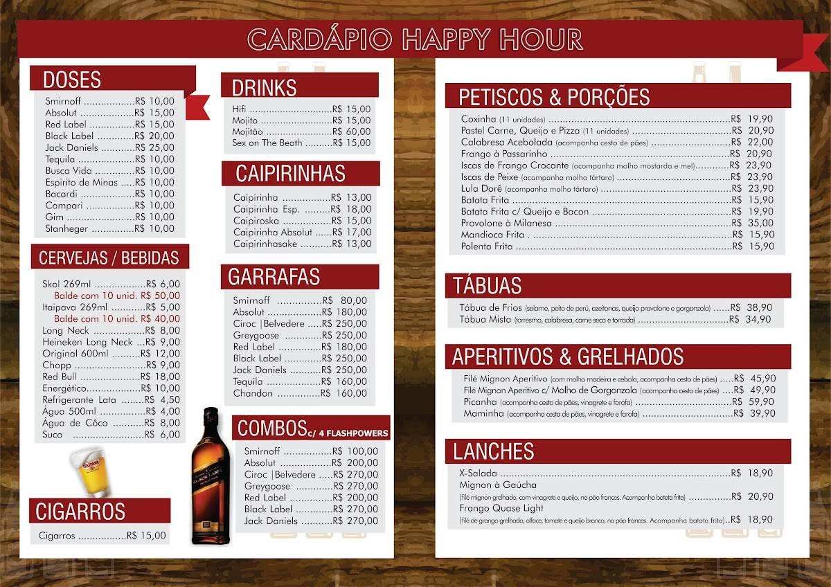 Arena Paiol cardápio
