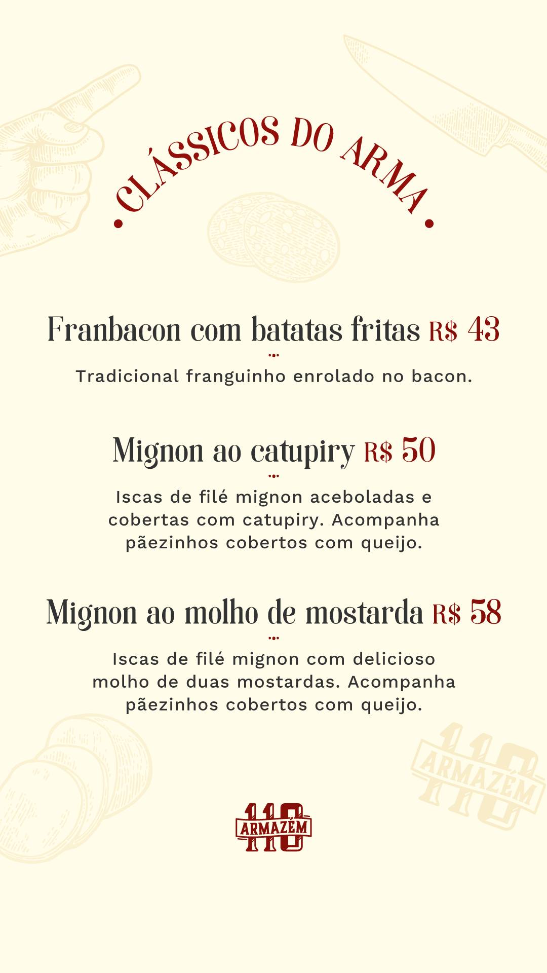 Armazém 110 cardápio
