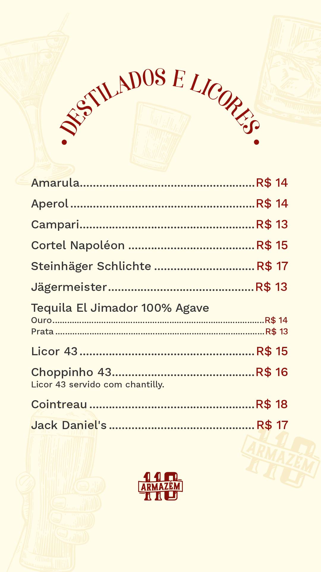 Armazém 110 cardápio