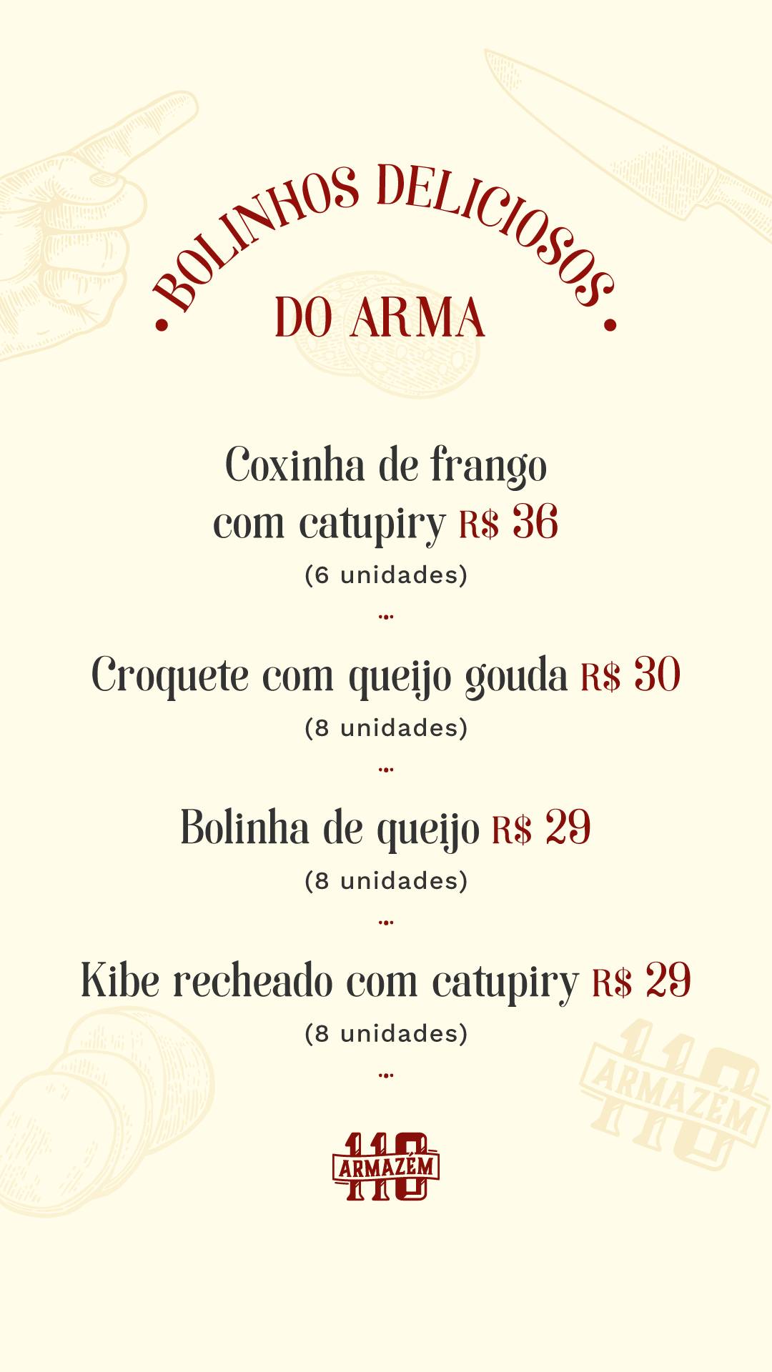 Armazém 110 cardápio