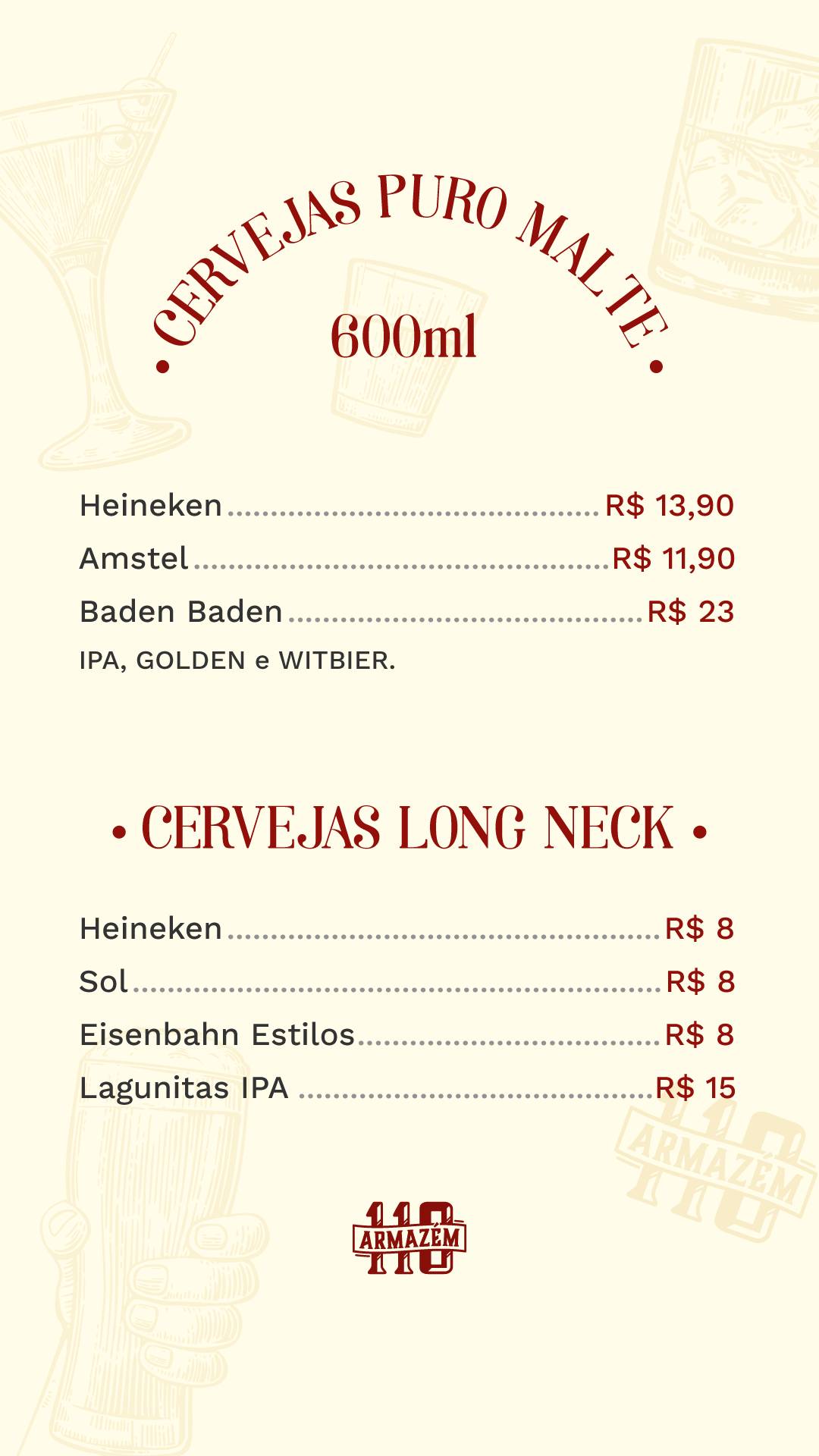 Armazém 110 cardápio