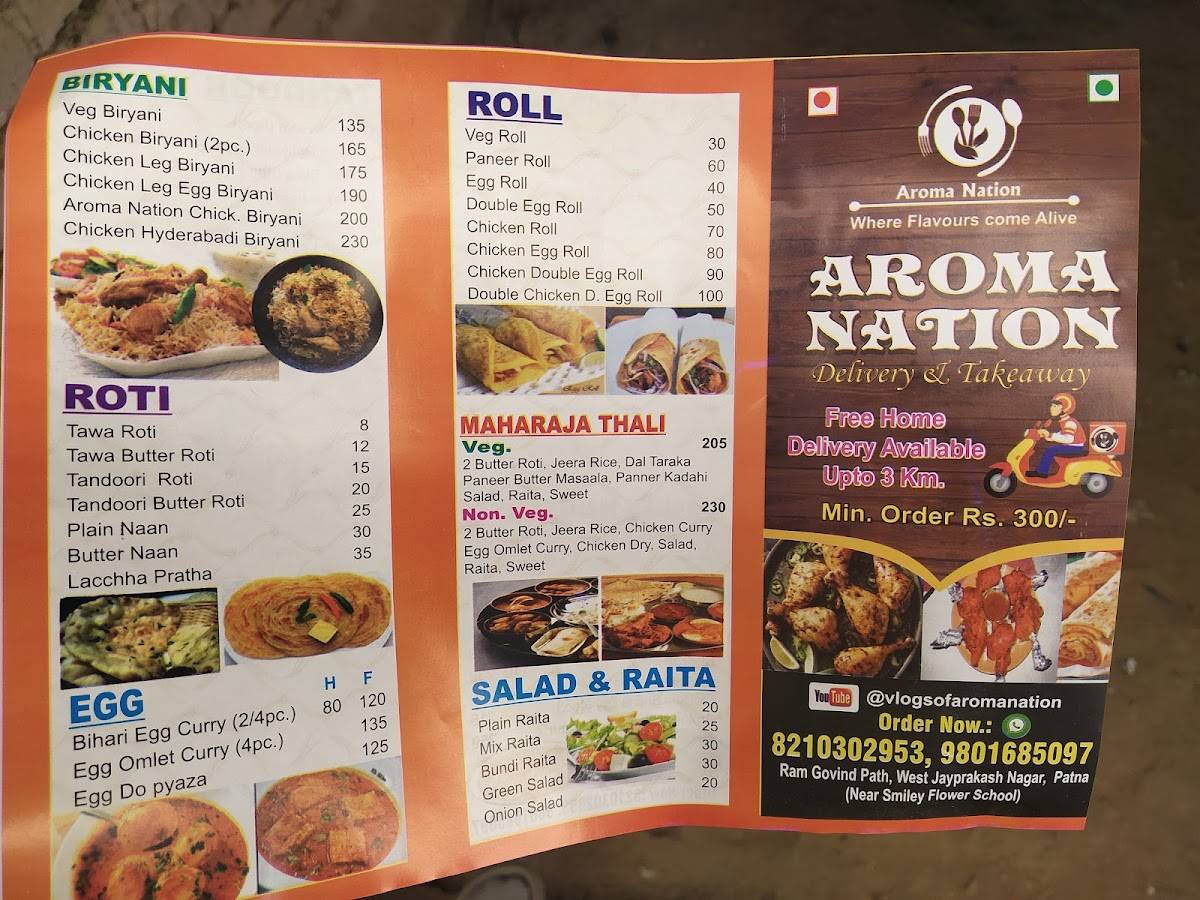 Aroma nation tiffin services menu