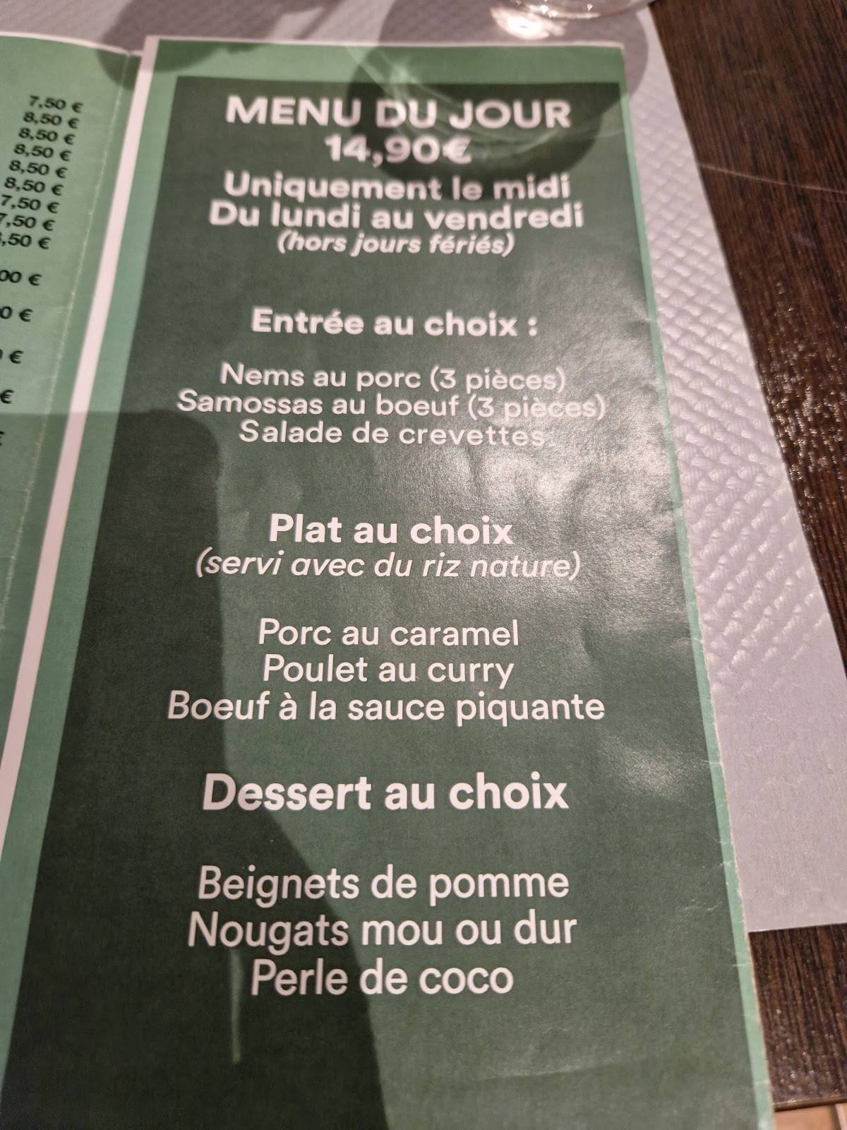 Menu de Asia Roquemaure