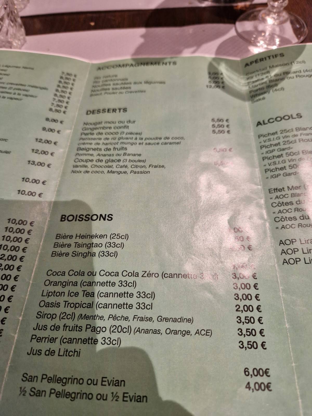 Menu de Asia Roquemaure