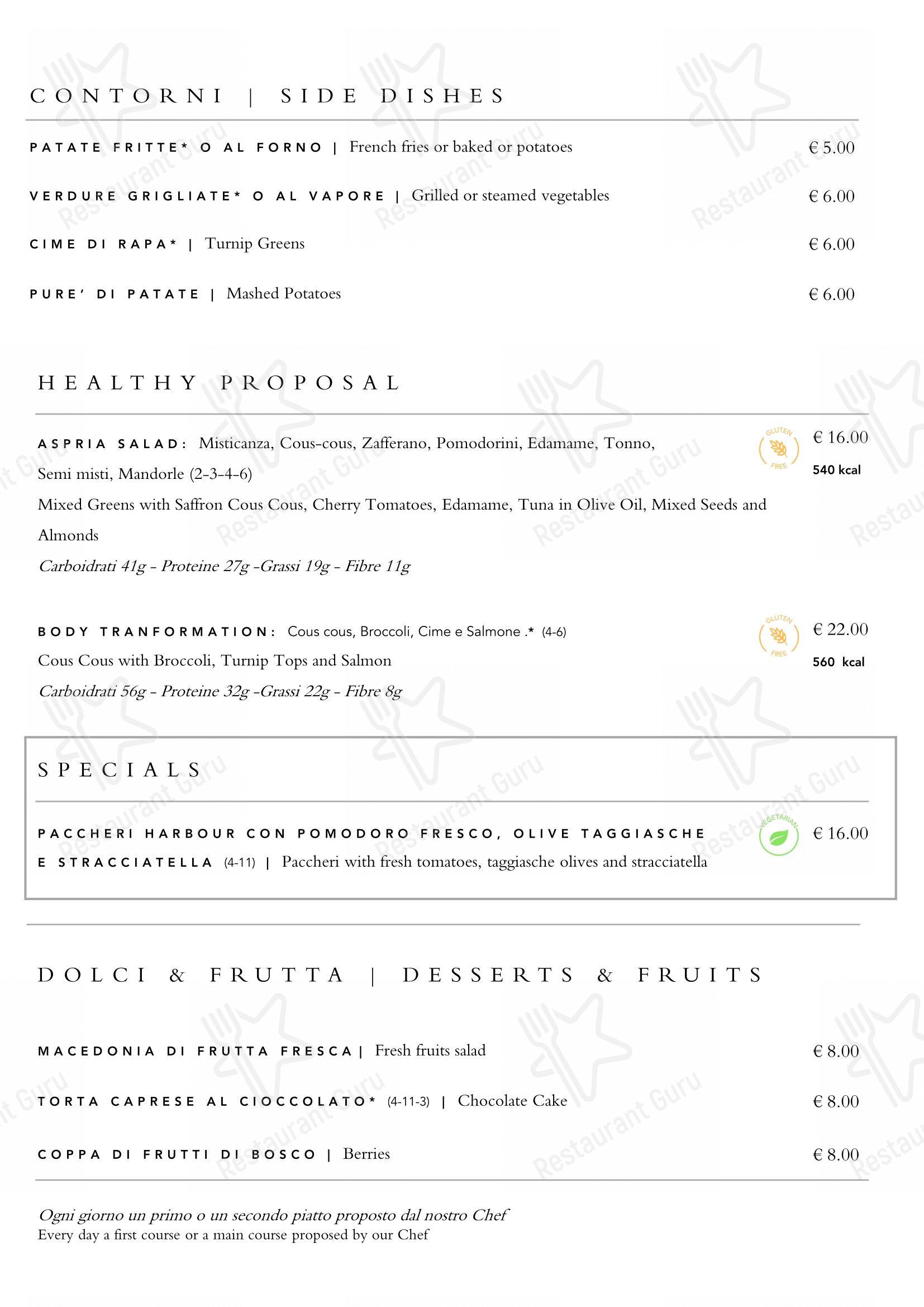 Menu per Aspria Harbour Club