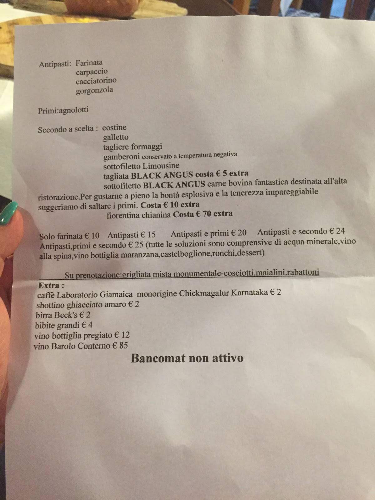 Menu di Al Bacioch 