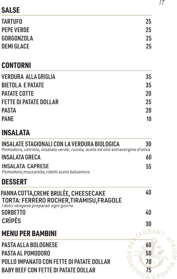 Menu di Restoran Atrium 