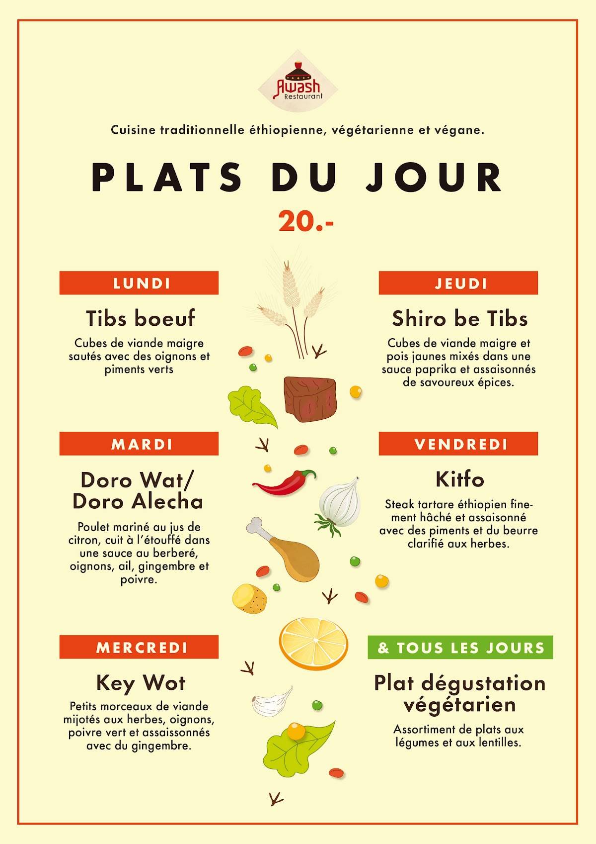 Menu di Awash 