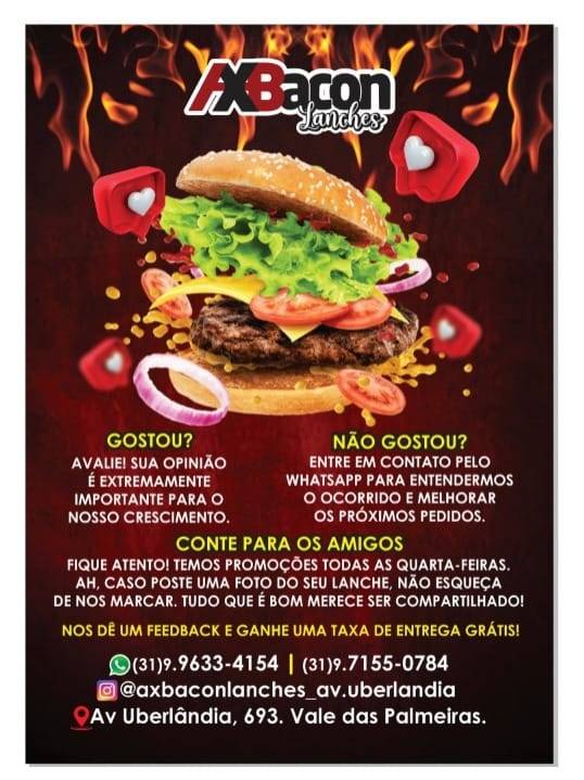 AxBacon Lanches e Açaí cardápio