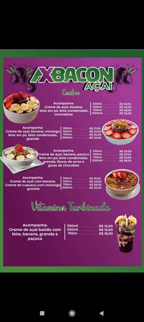 AxBacon Lanches e Açaí cardápio