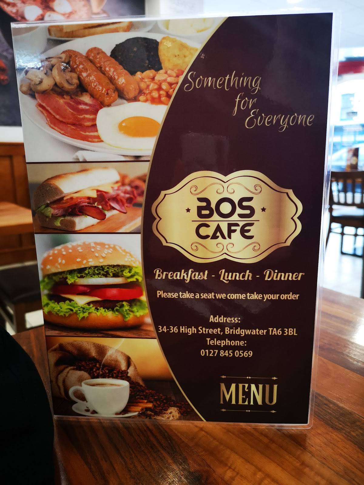 Menu at B O S Cafe, Bridgwater