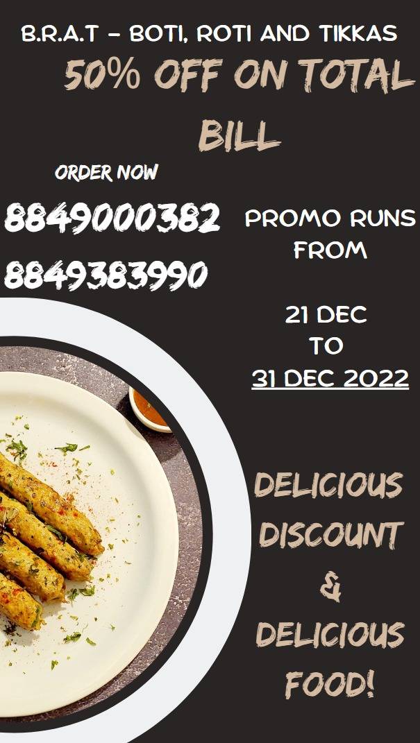 Menu at B.R.A.T Boti, Roti And Tikkas, Gandhinagar