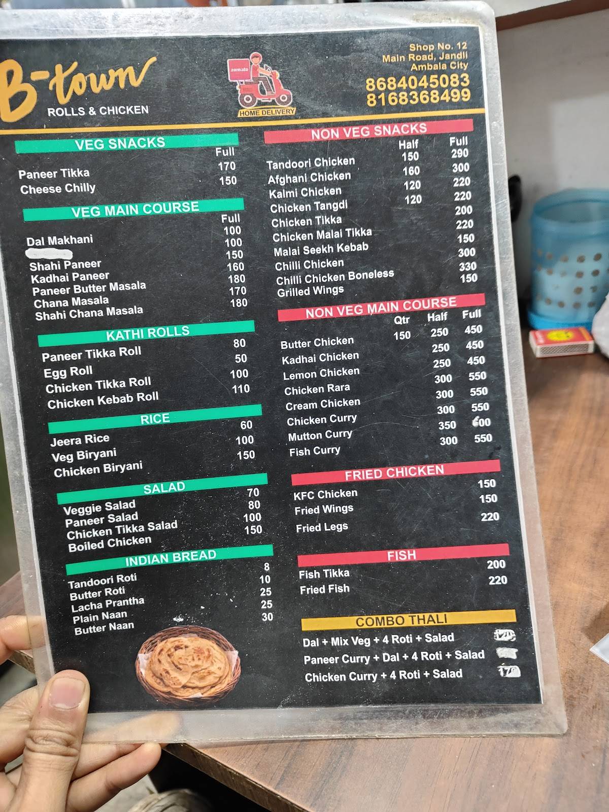 B-Town Rolls & Chicken menu