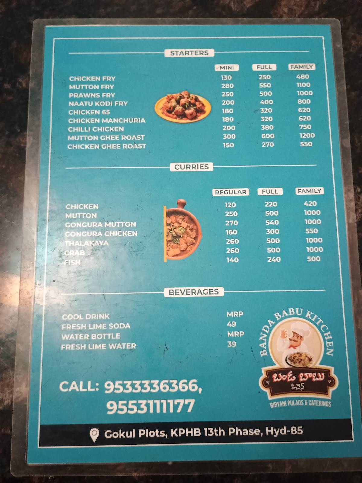 BANDA BABU KITCHEN menu