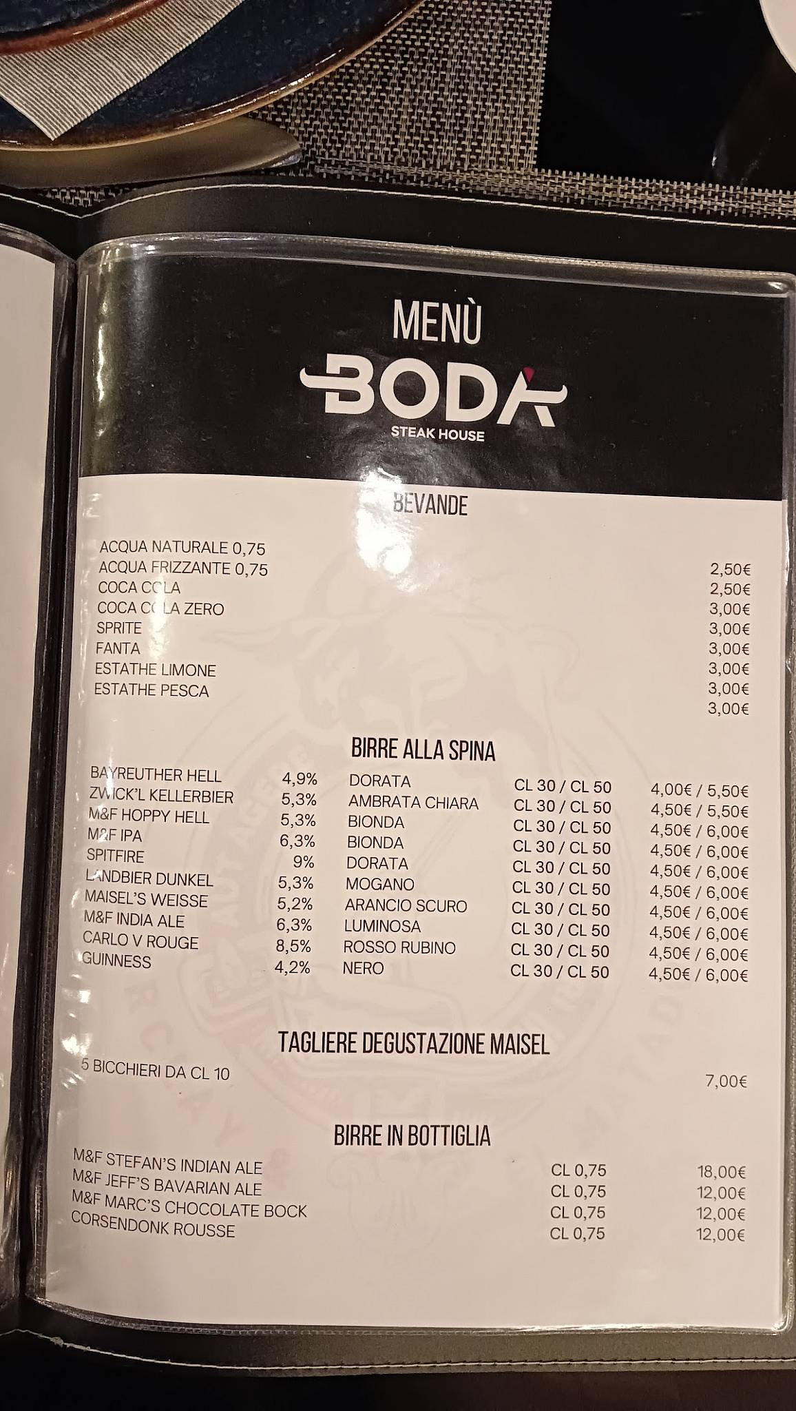 Menu di BODÁ Steakhouse 