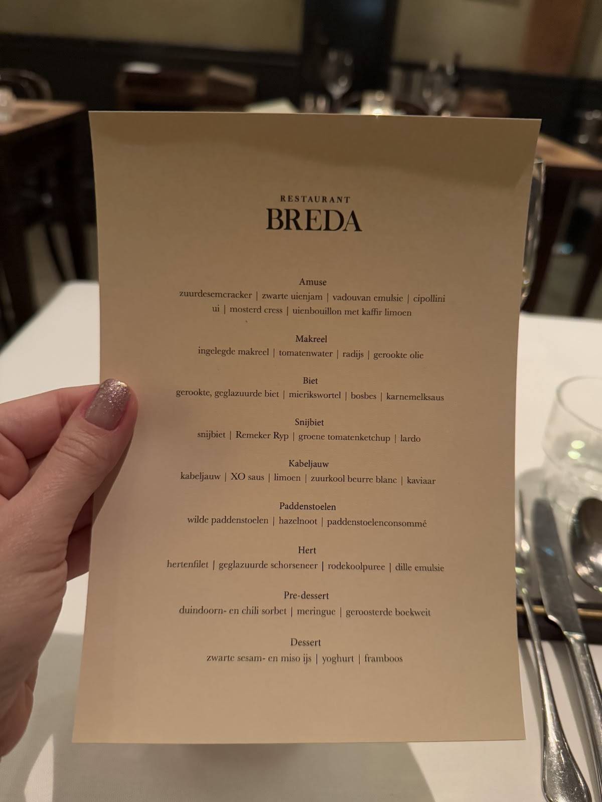 Menu de BREDA