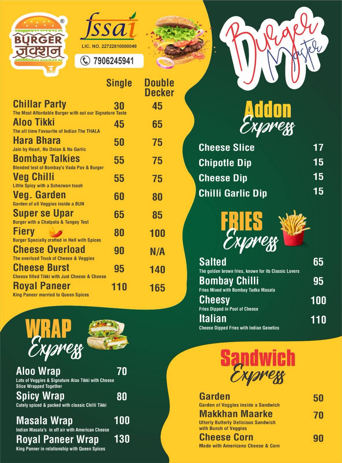 BURGER JUNCTION menu