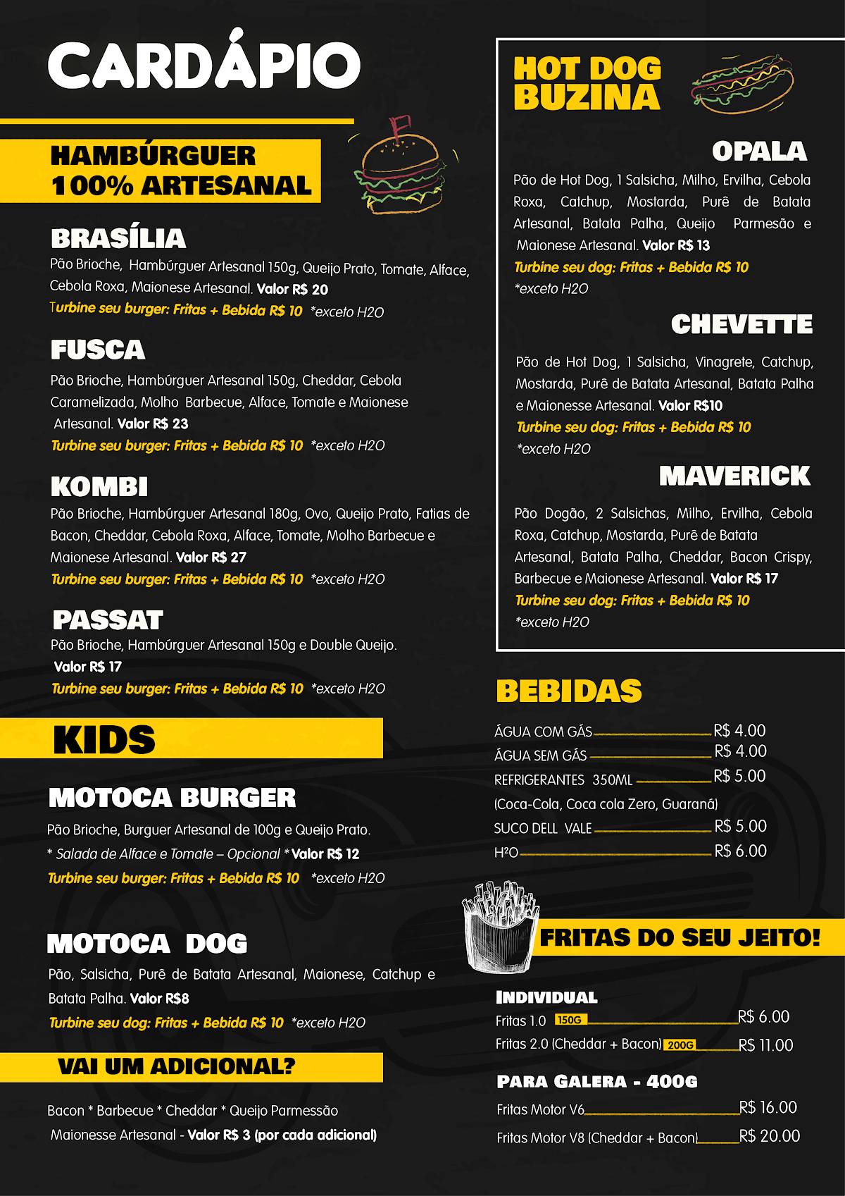 BUZINA LANCHES cardápio