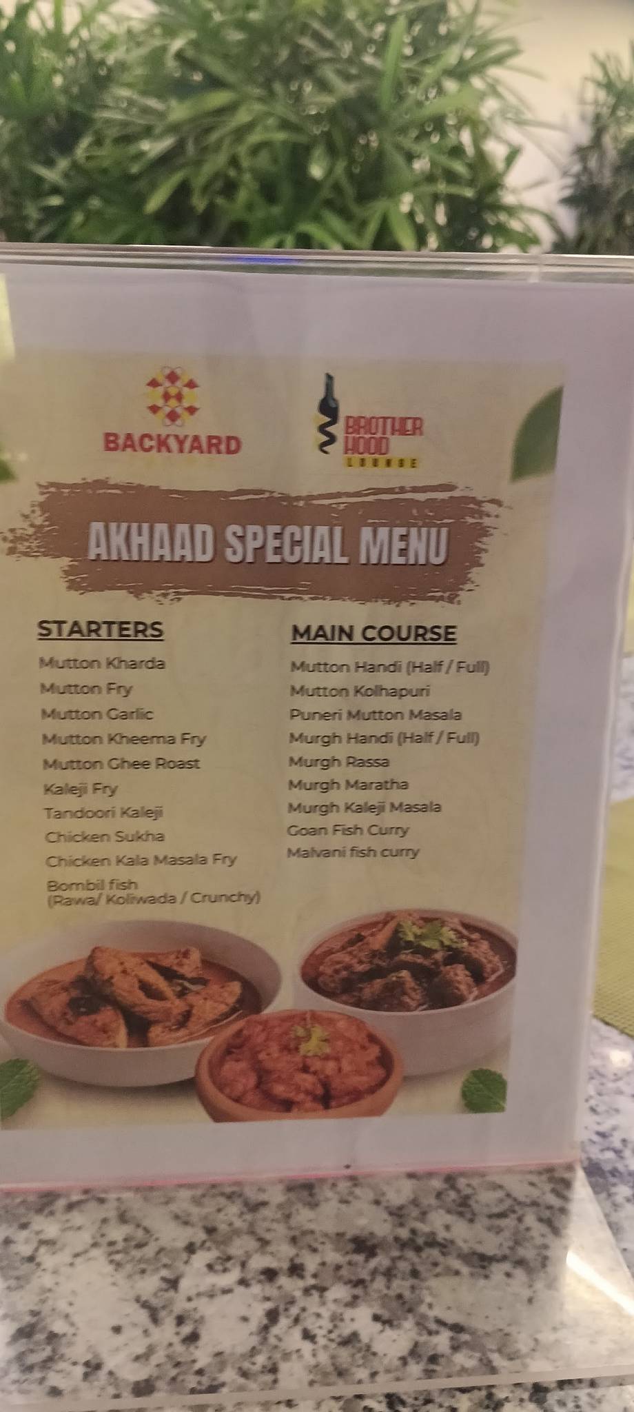 Backyard Palms menu