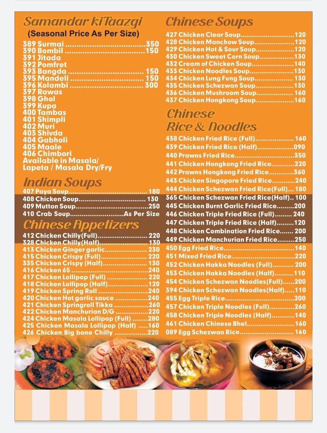 mrunal family restaurant menu