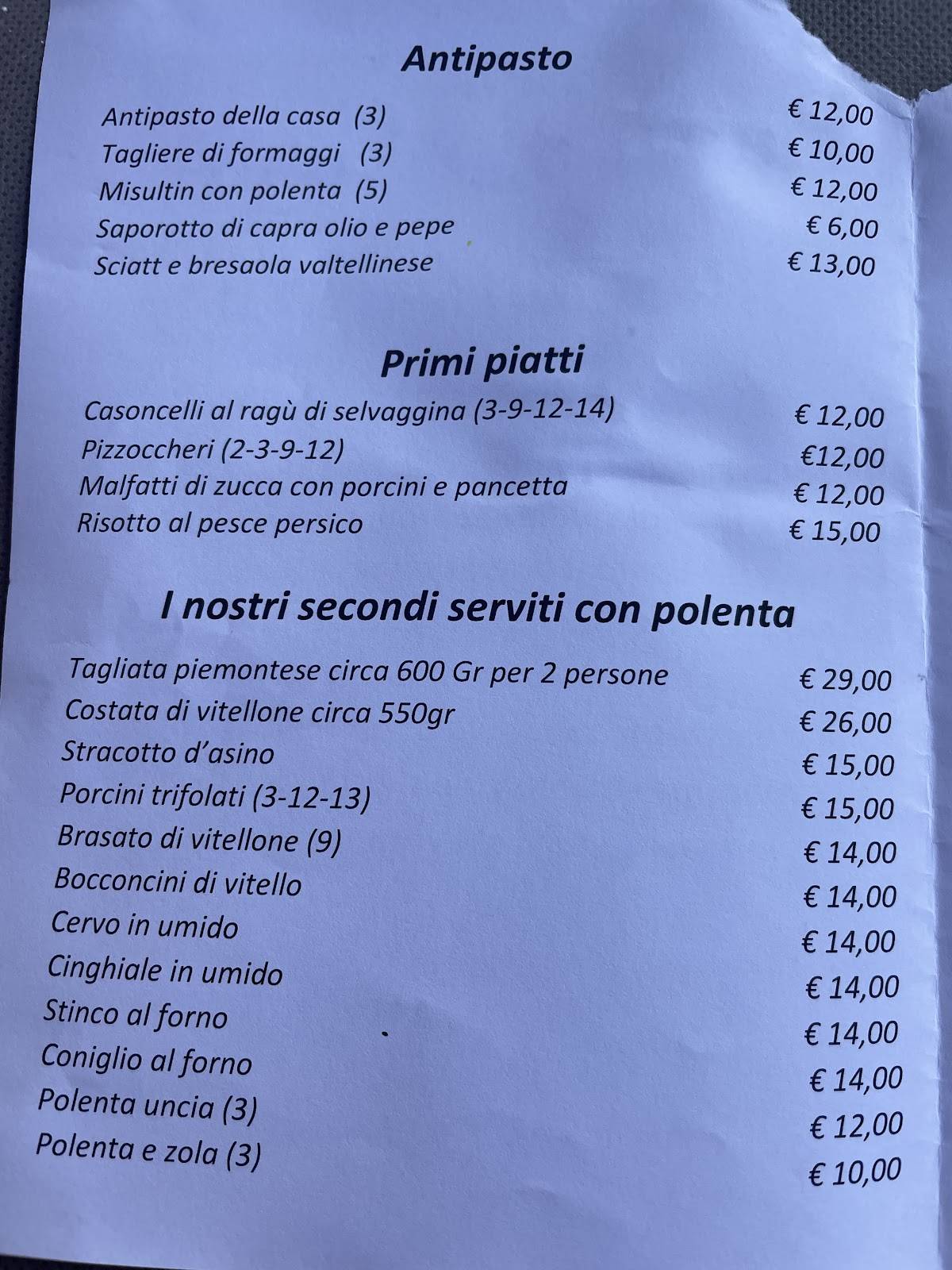 Menu di Baita carla 