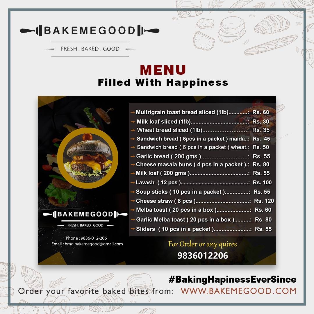 Bake Me Good menu