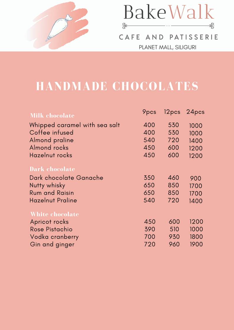 Bake Walk- cafe and patisserie menu