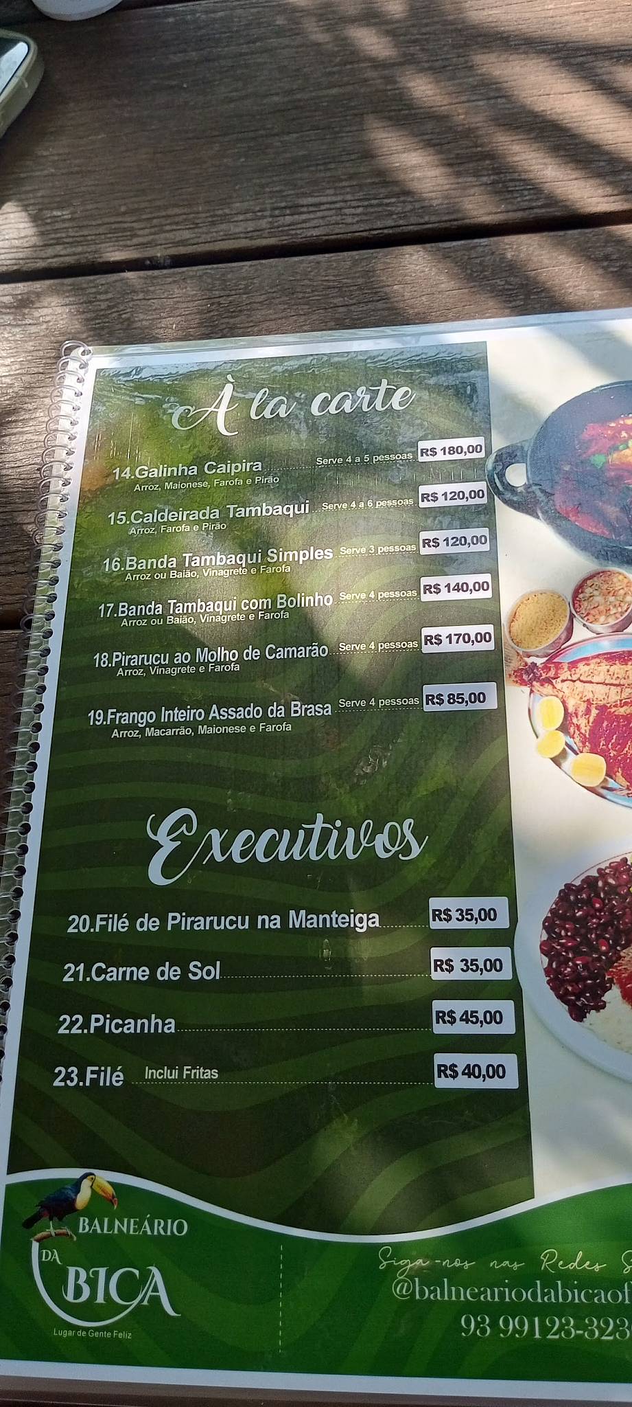 Balneário da Bica cardápio