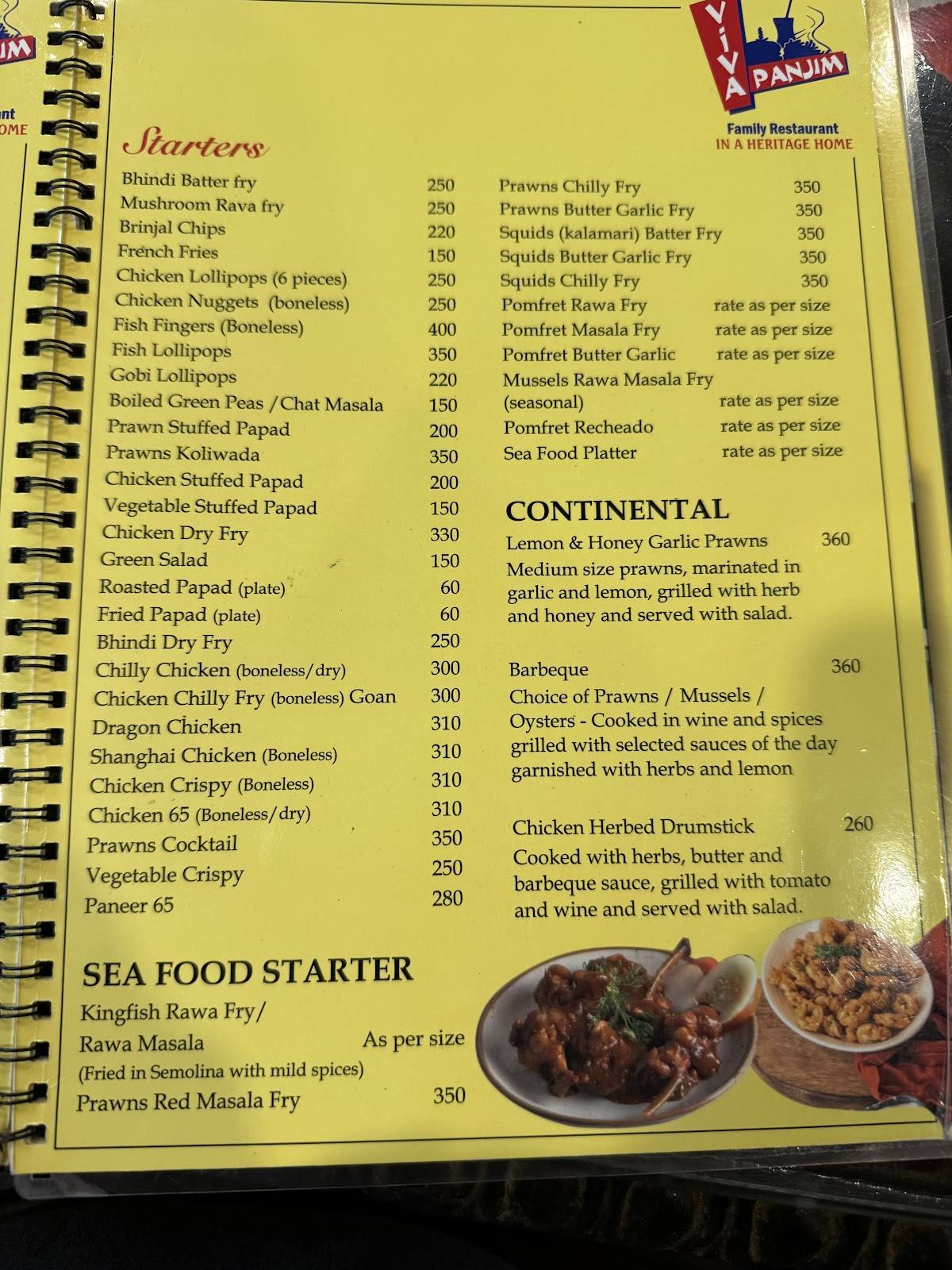 Viva Panjim menu