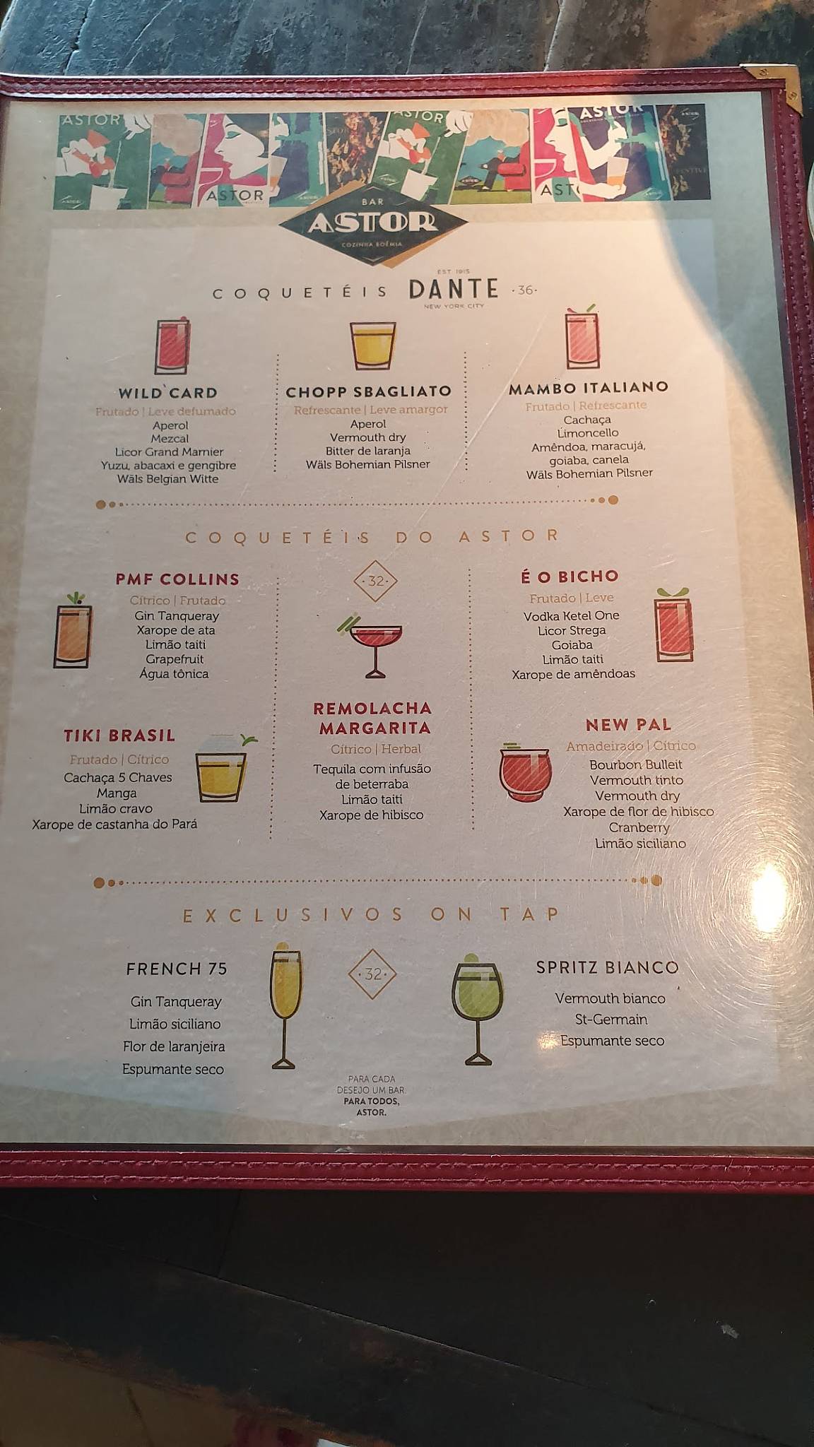 Bar Astor Ipanema cardápio