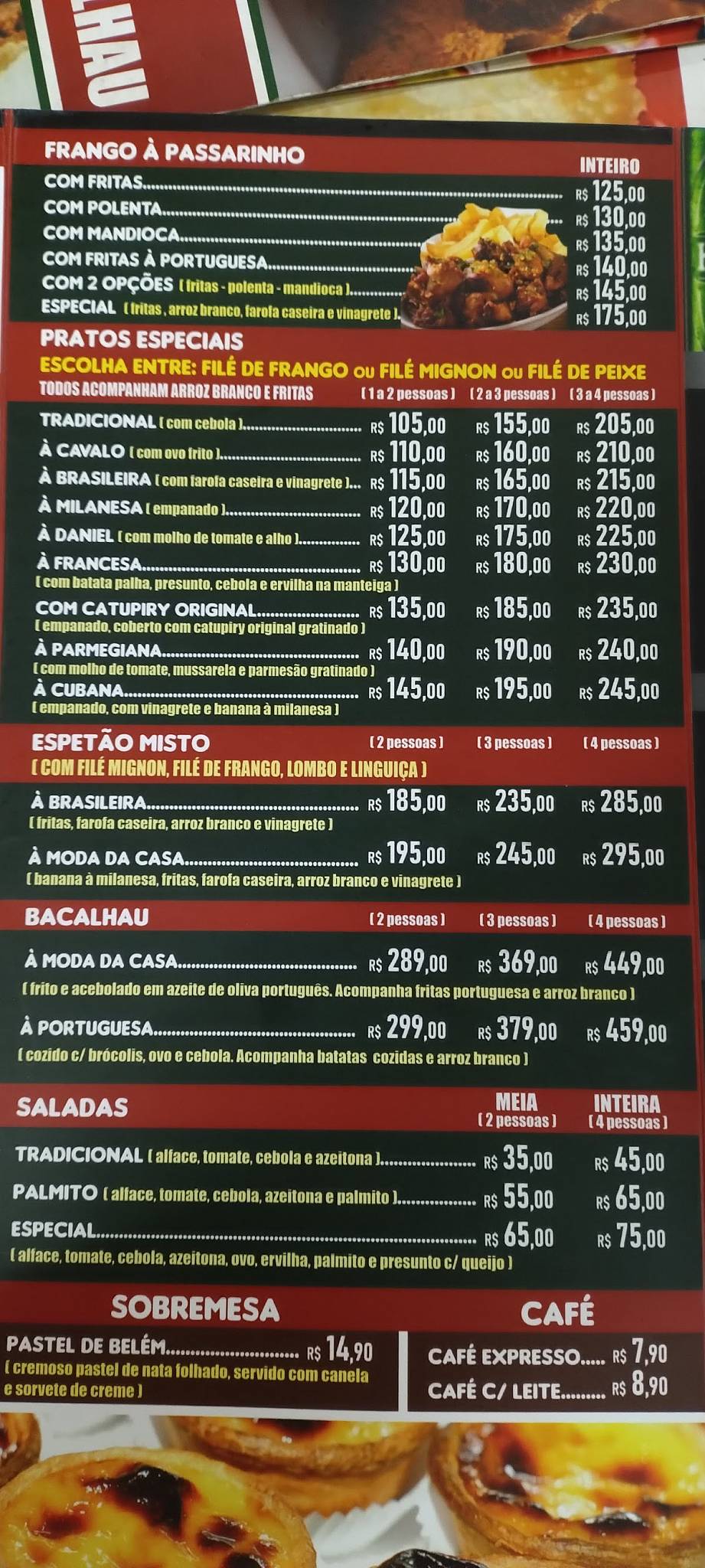 Bar Goiás cardápio