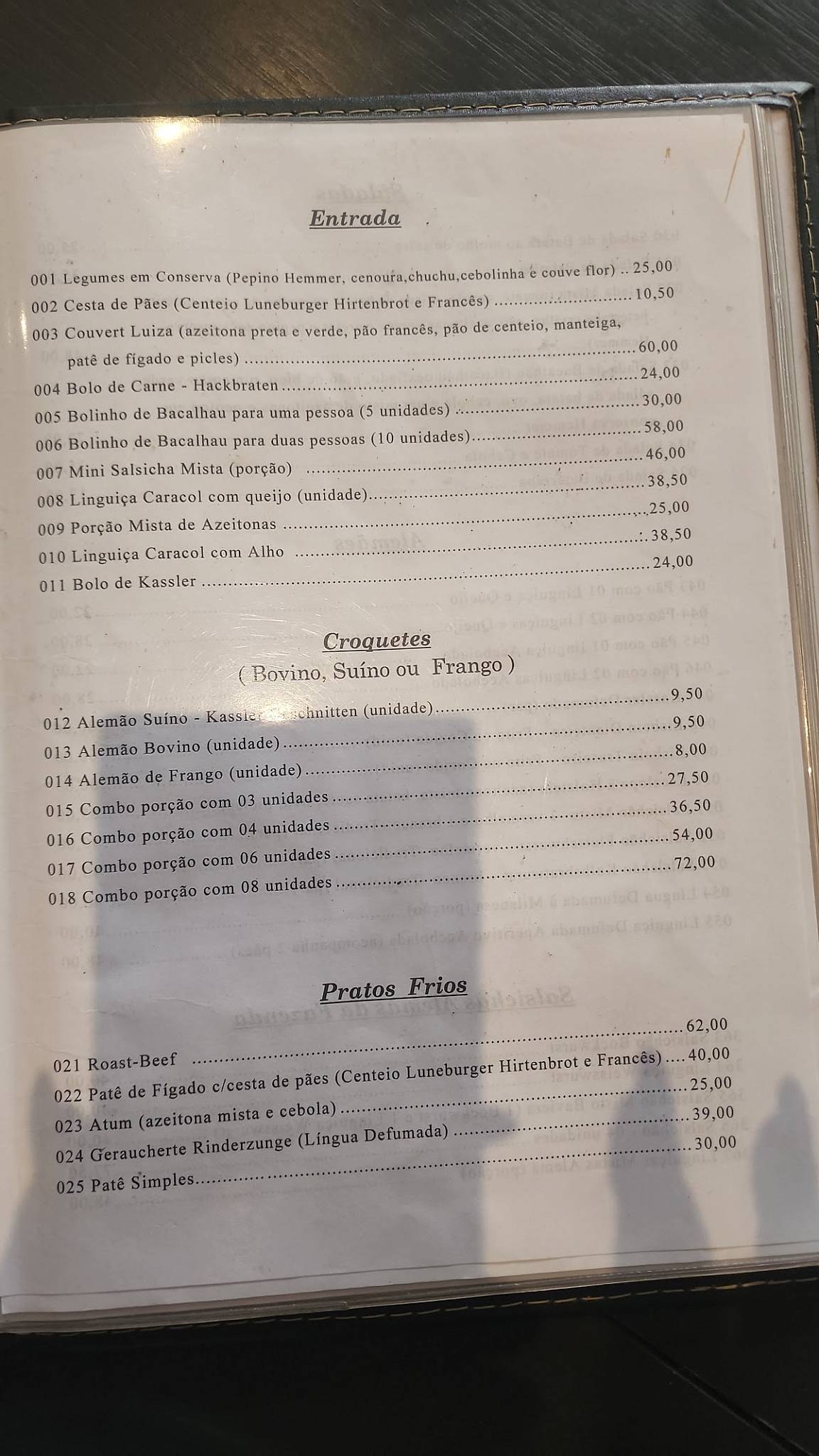 Bar luiza o alemão do rj cardápio
