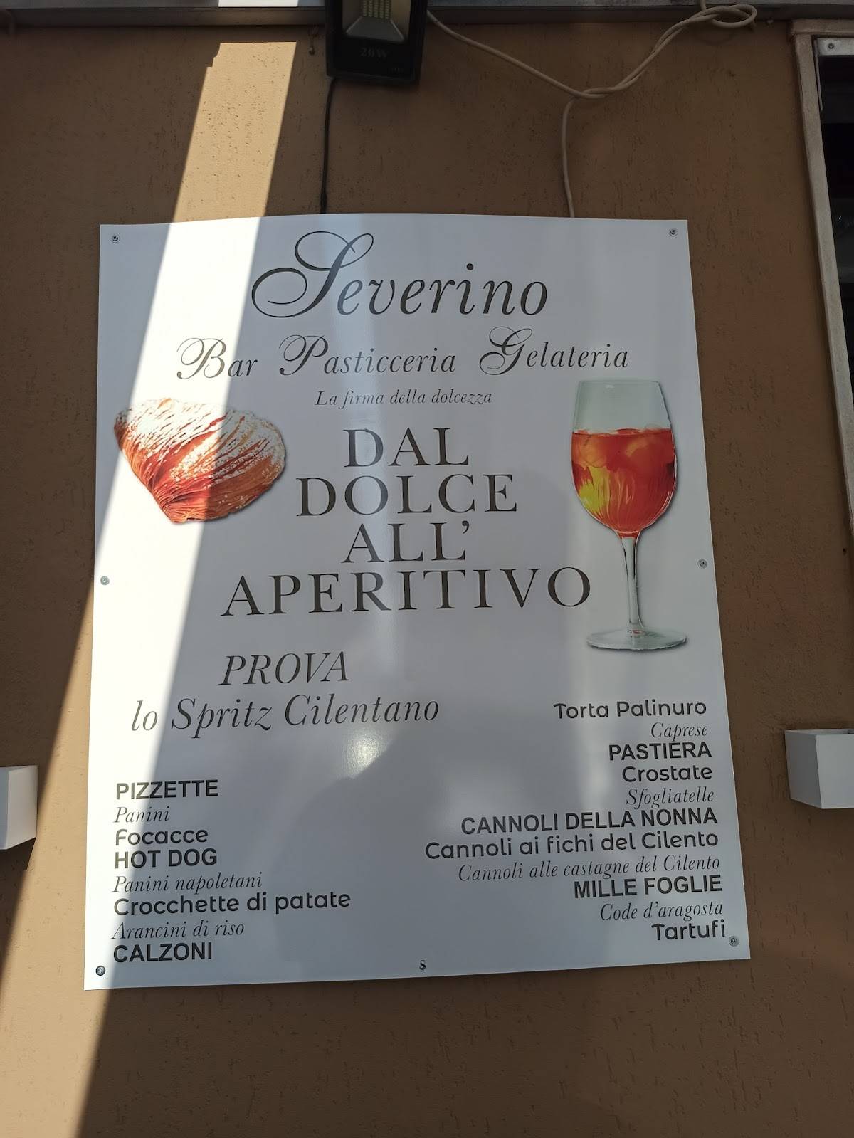 Menu di Bar Pasticceria Gelateria Severino PALINURO 