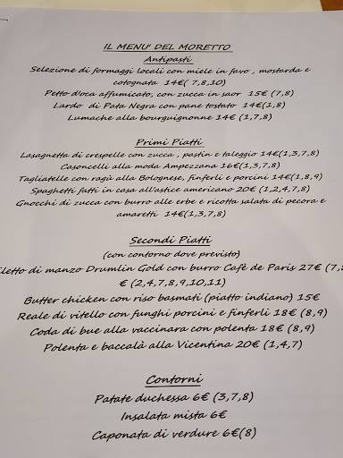 Menu di Bar Trattoria "Il Moretto" 